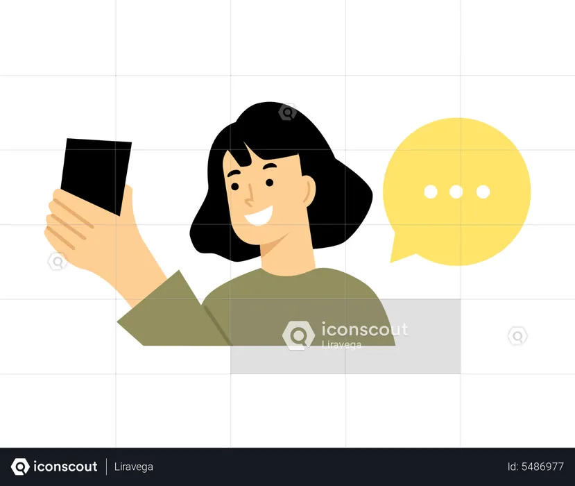 Girl texting on mobile app  Illustration