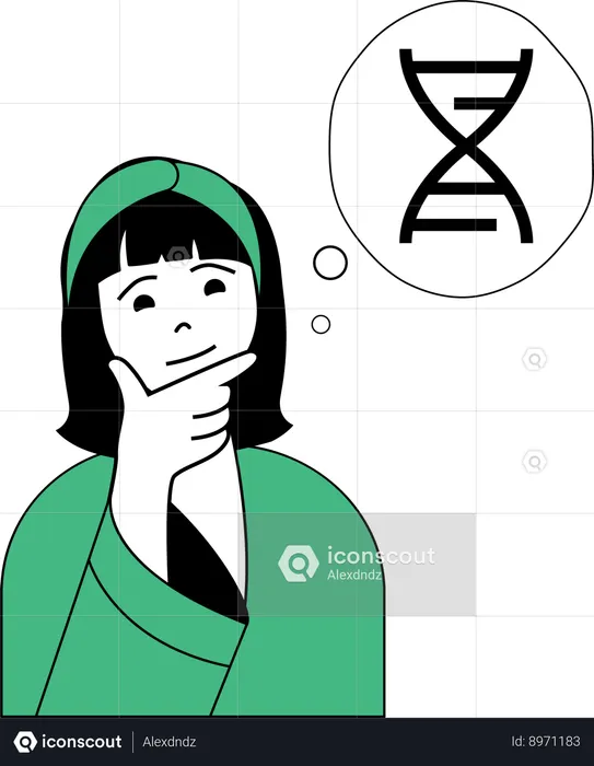 Girl thinking about dna  Illustration