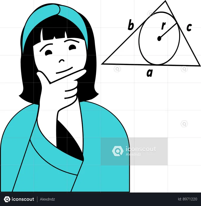Girl thinking about maths formula  Illustration