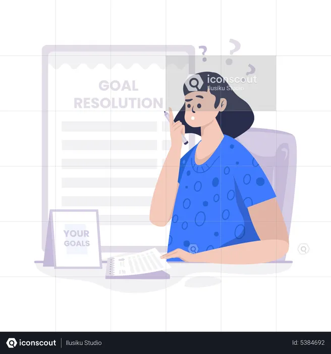 Girl thinking about personal goals  Illustration
