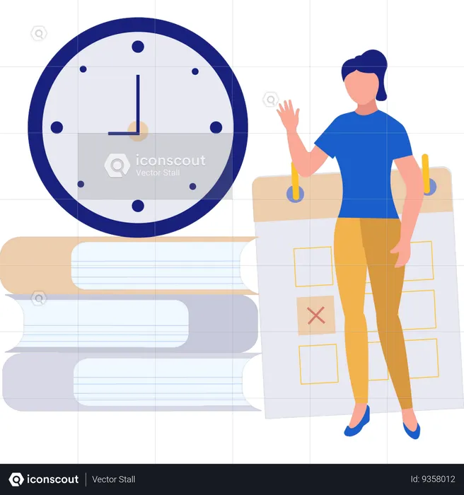 Girl thinking about time management  Illustration