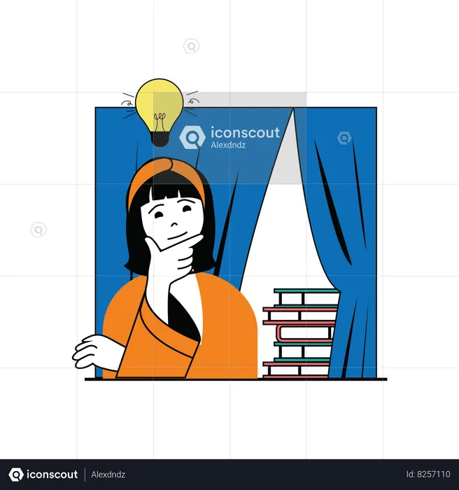 Girl thinking idea about study schedule for exams  Illustration