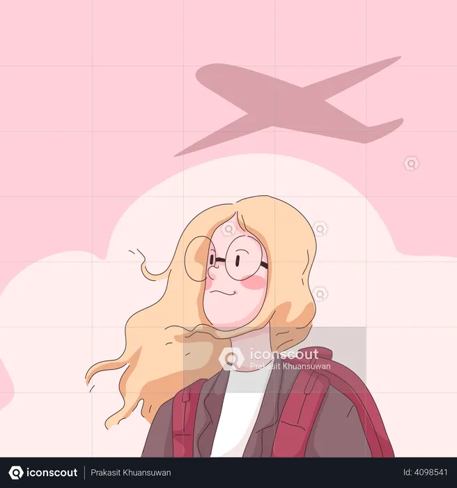 Girl thinking of going on vacation  Illustration