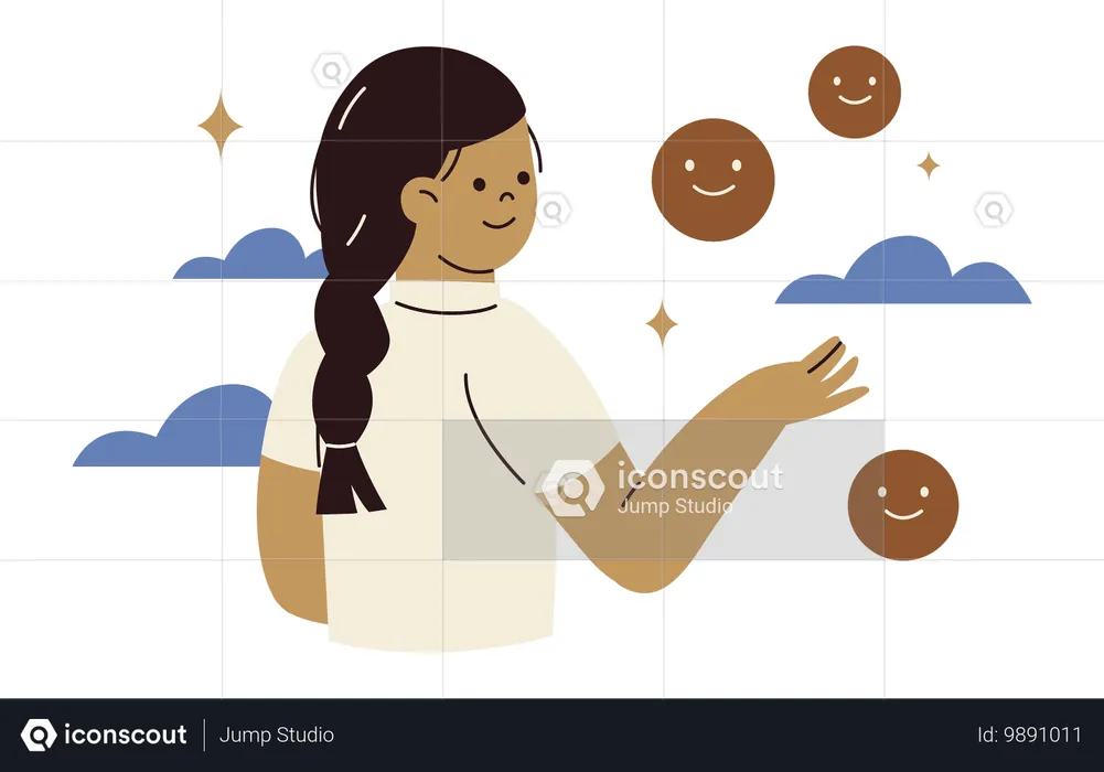 Girl thinking optimism  Illustration