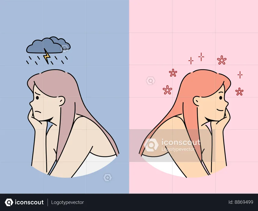 Girl thinks of rain and fresh air at the same time  Illustration