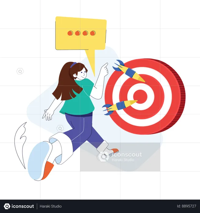 Girl throwing dart arrow on dashboard Target  Illustration