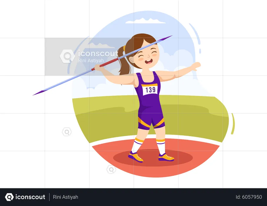 Girl throwing javelin  Illustration