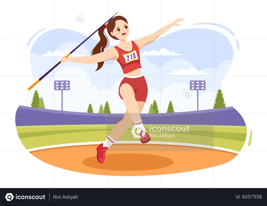 Girl throwing javelin  Illustration