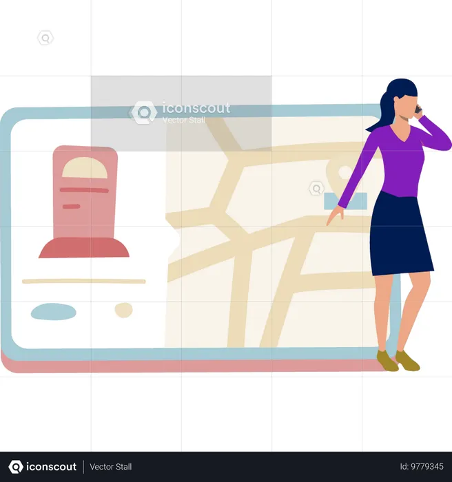 Girl tracking her email online  Illustration