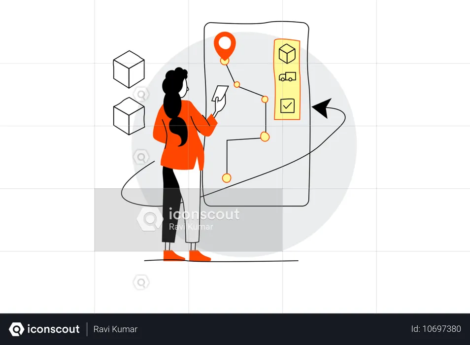 Girl Tracking Package  Illustration