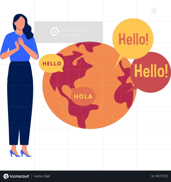 Girl translates international language  Illustration