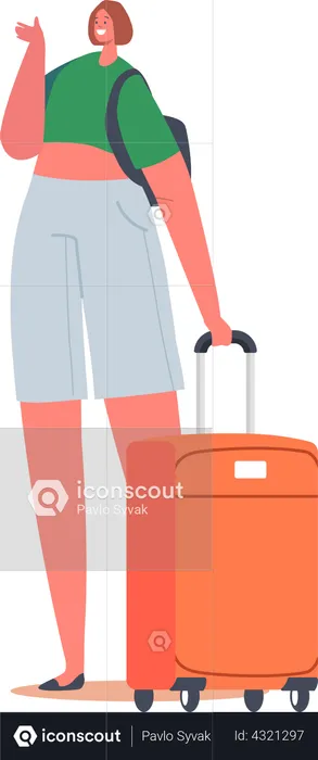 Girl Traveler with luggage  Illustration