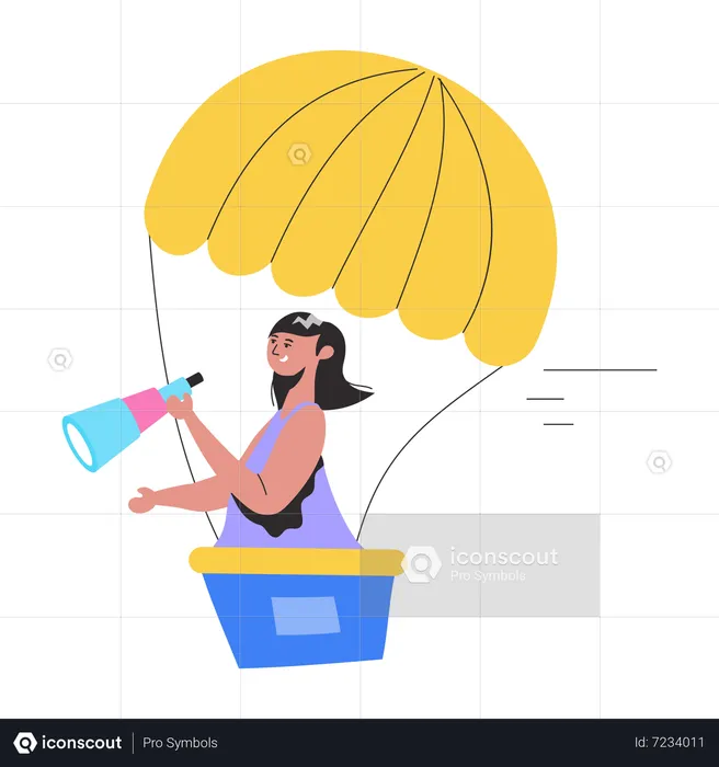 Girl traveling in Balloon  Illustration