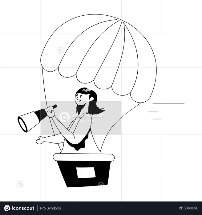 Girl traveling in Balloon  Illustration