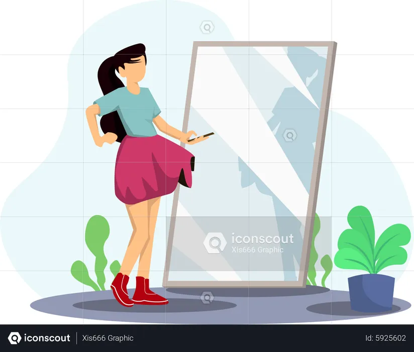 Girl trying dress  Illustration