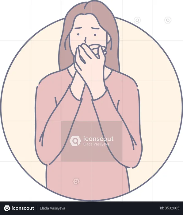 Girl trying to keep mouth shut  Illustration