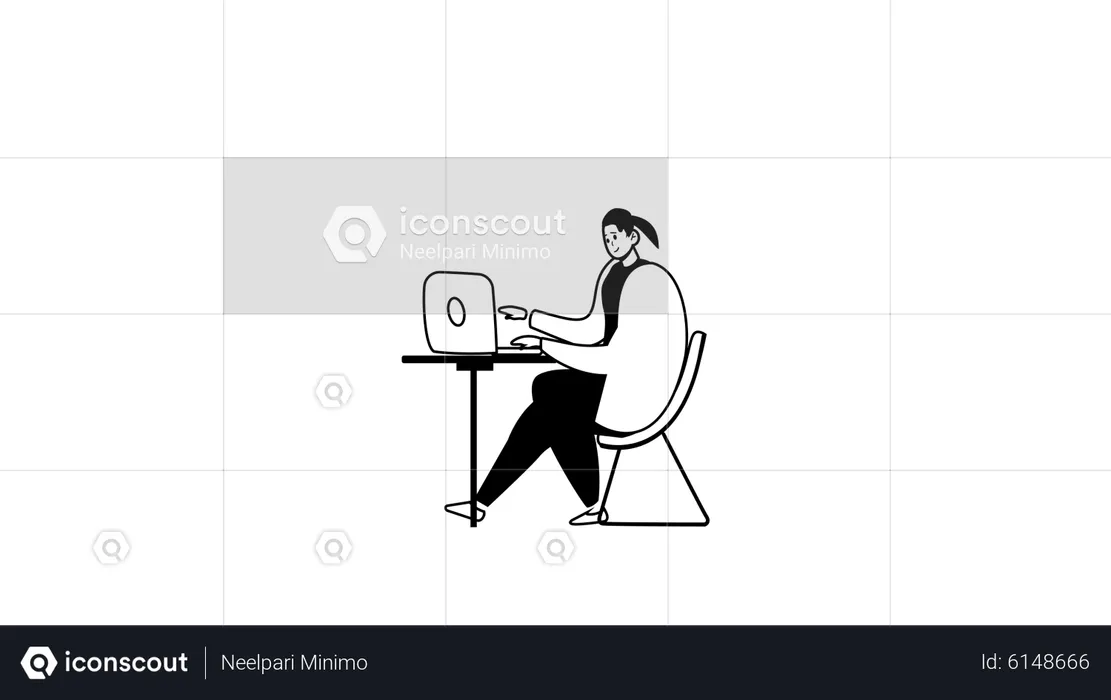 Girl typing on laptop  Illustration