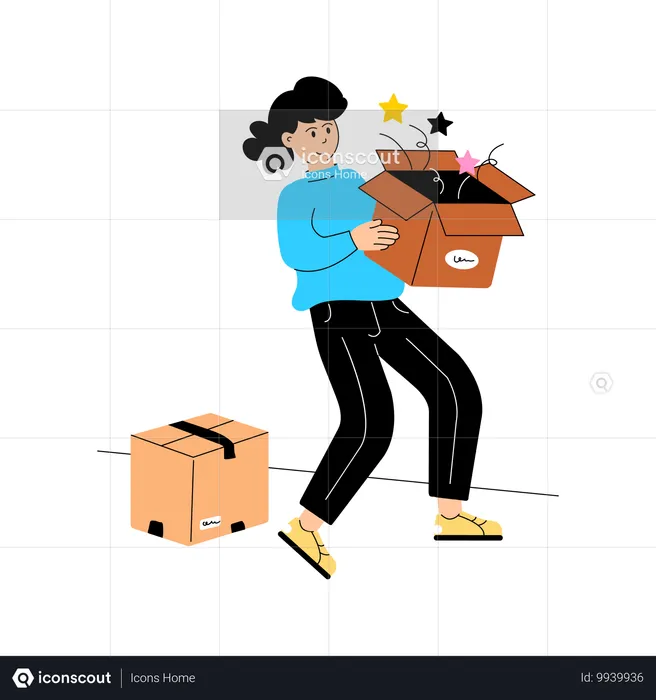 Girl Unboxing box  Illustration