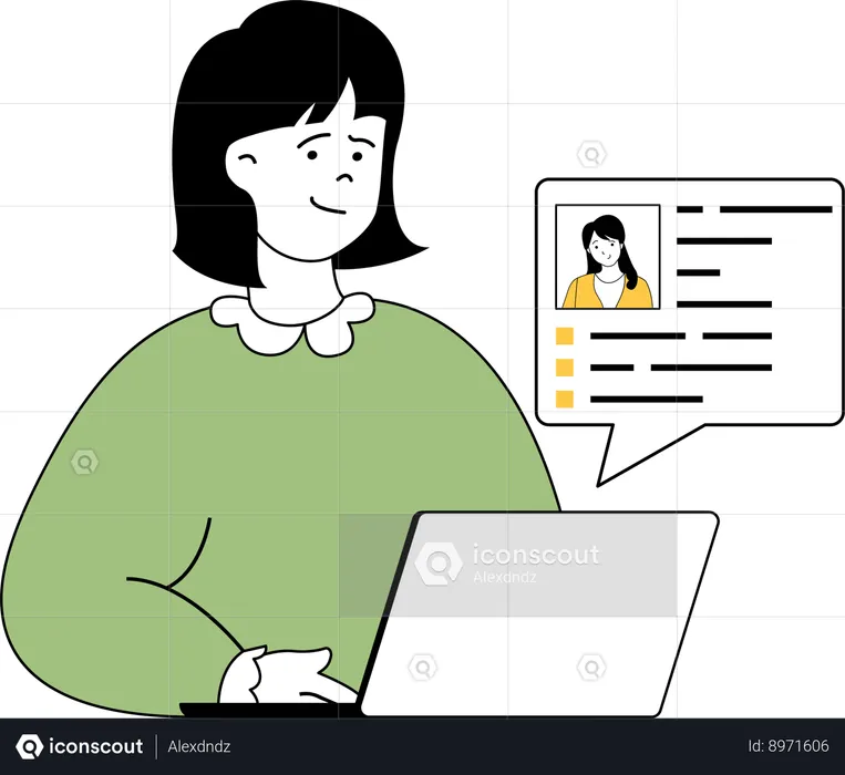 Girl updating employee profile  Illustration