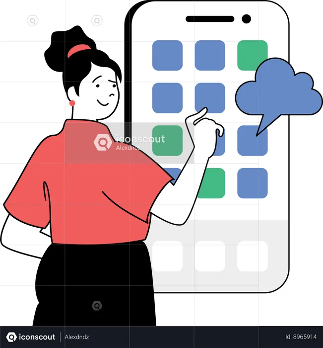 Girl use cloud app  Illustration