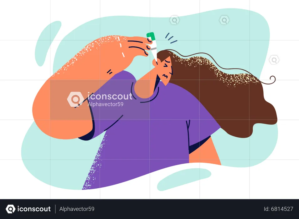 Girl use ear drops  Illustration