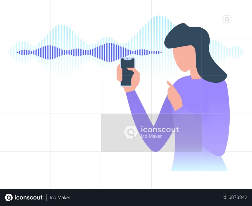 Girl use voice assistant  Illustration