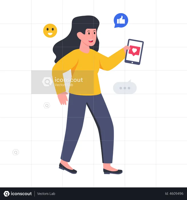Girl using dating app  Illustration