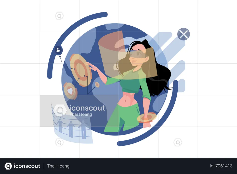 Girl using dating app using VR  Illustration