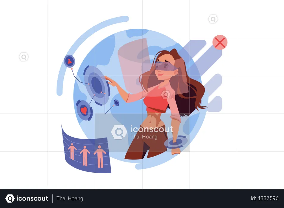 Girl using dating app using VR  Illustration