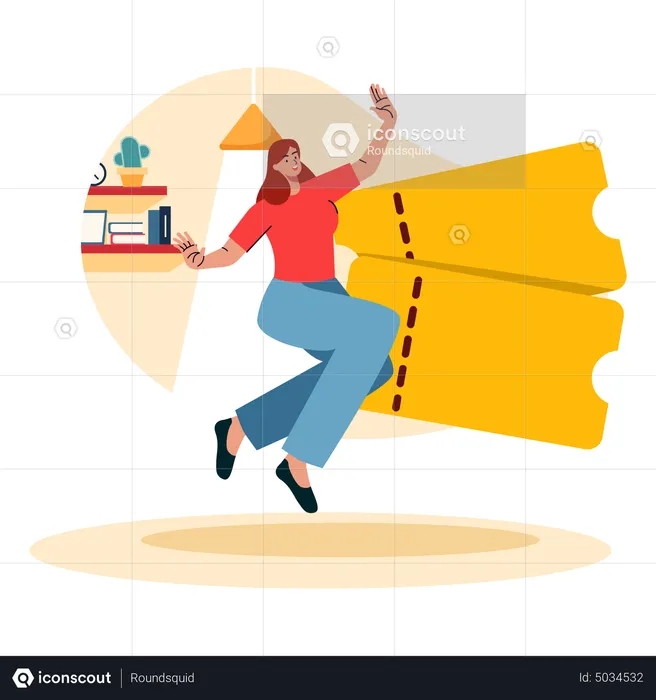 Girl Using Discount Coupon  Illustration