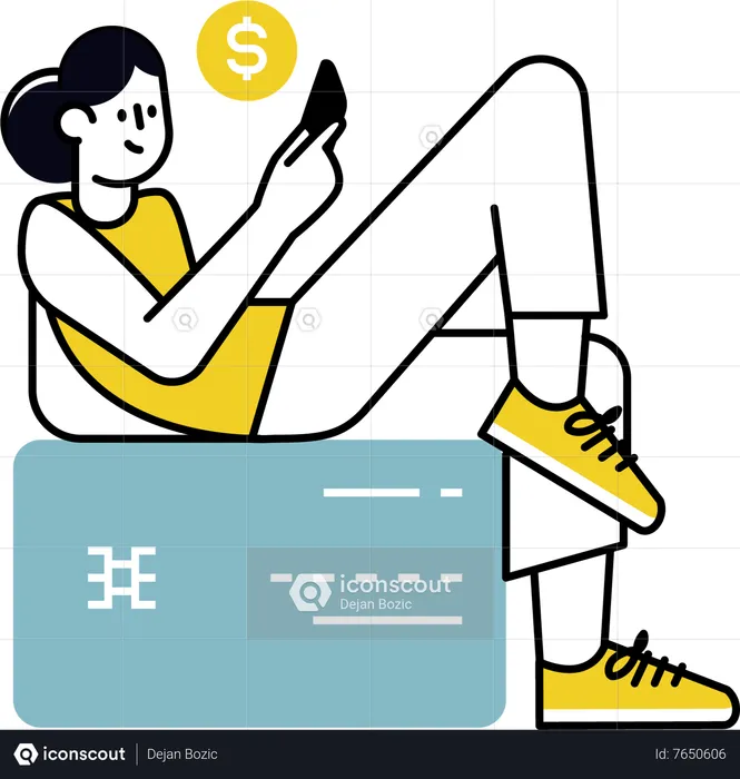 Girl using E-banking facilities  Illustration