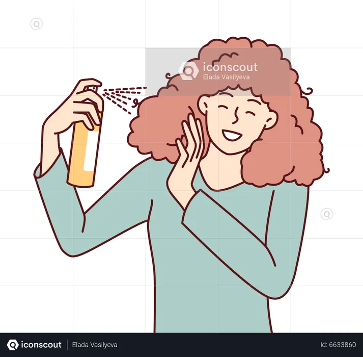 Girl using hair spray  Illustration