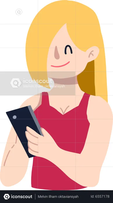 Girl using Handphone  Illustration