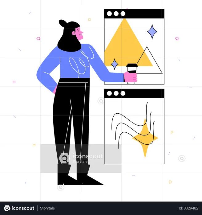 Girl using internet  Illustration