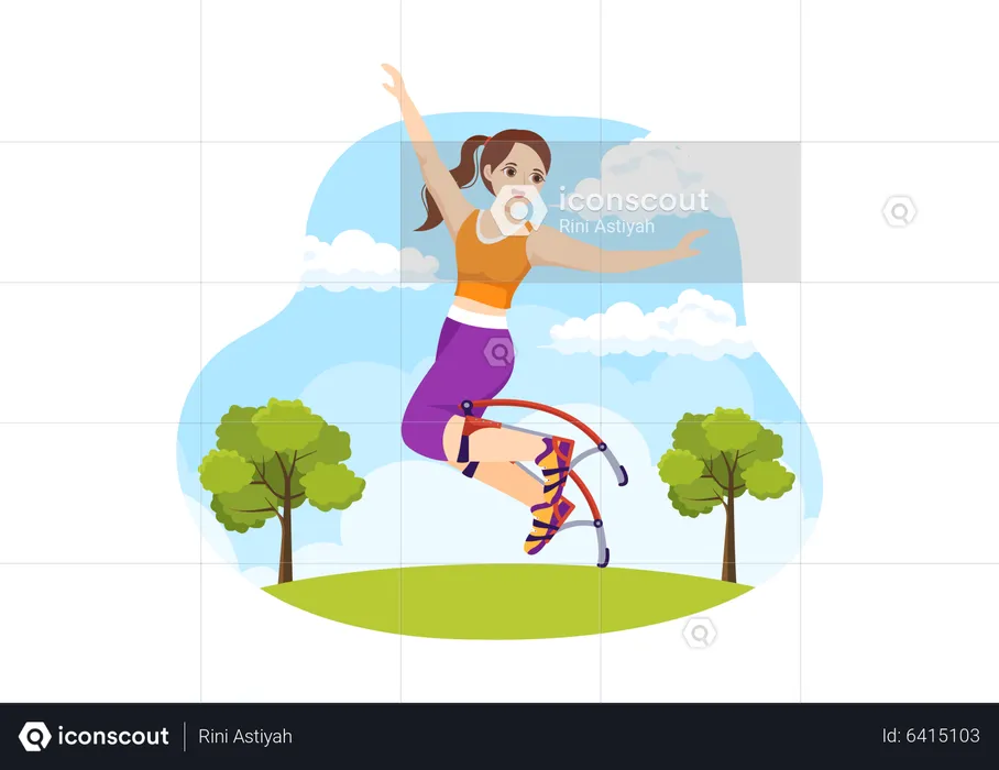 Girl using Jumping Boots  Illustration