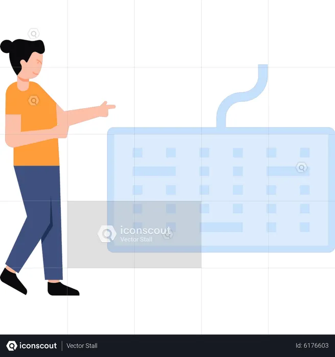 Girl using keyboard  Illustration