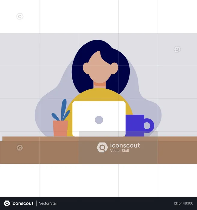 Girl using laptop  Illustration