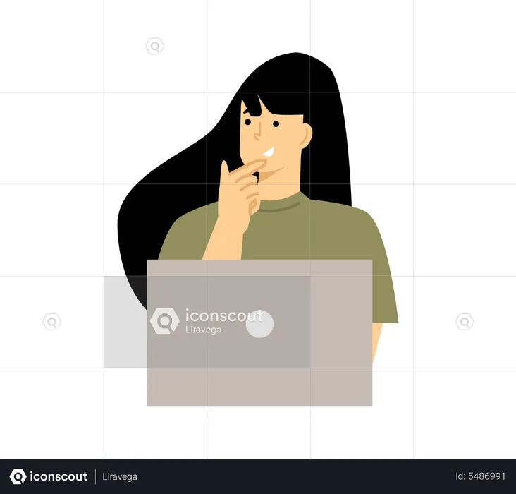 Girl using laptop  Illustration