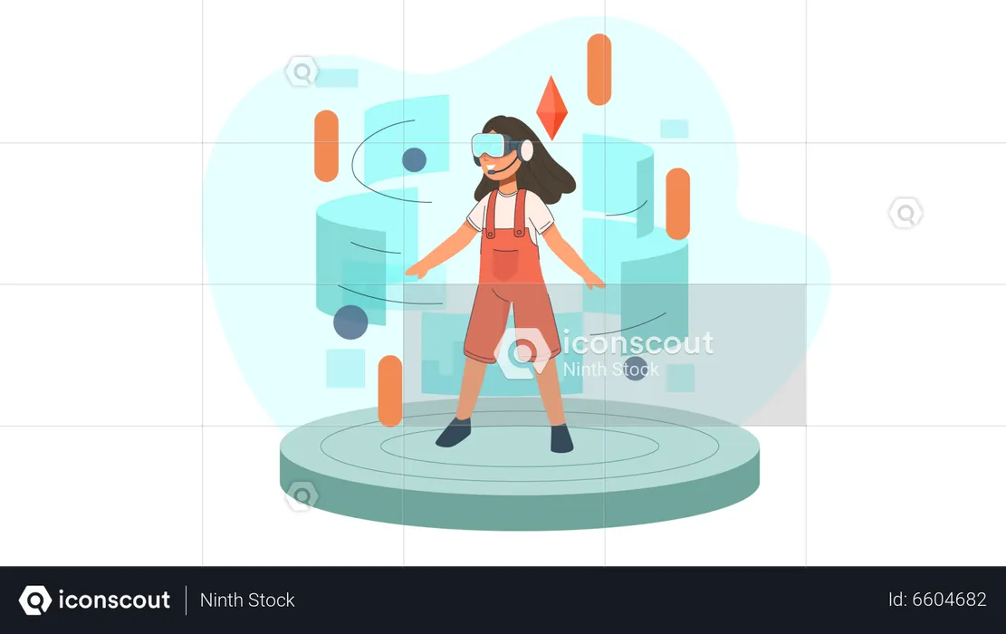 Girl using Metaverse technology  Illustration