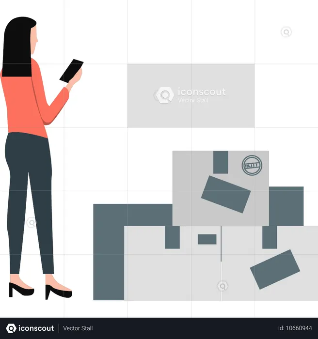 Girl using mobile  Illustration