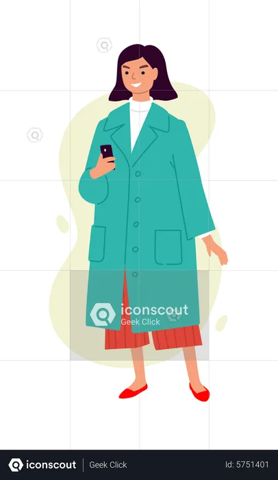 Girl using mobile  Illustration