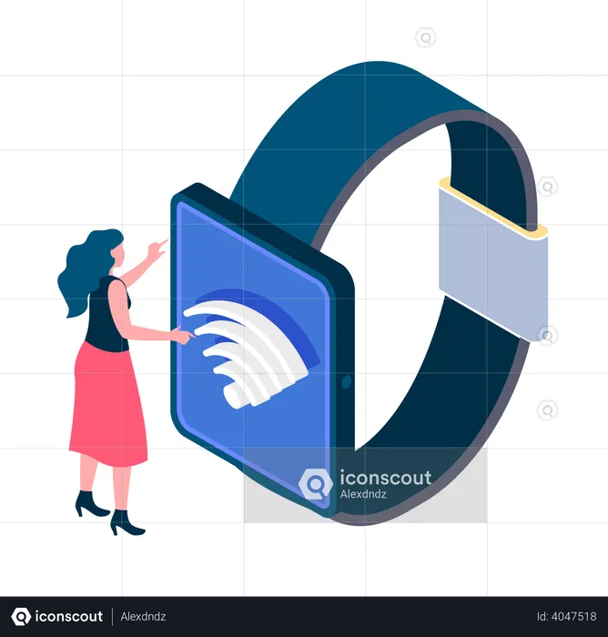 Girl using smartwatch  Illustration