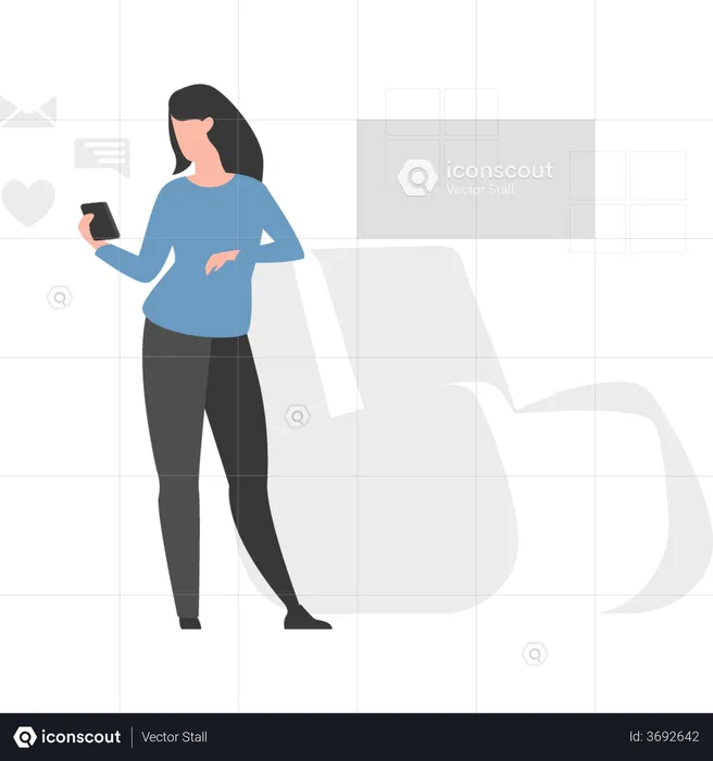 Girl using social apps  Illustration