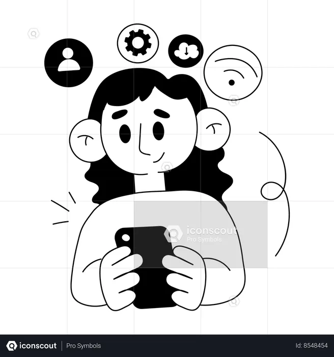 Girl using social media  Illustration