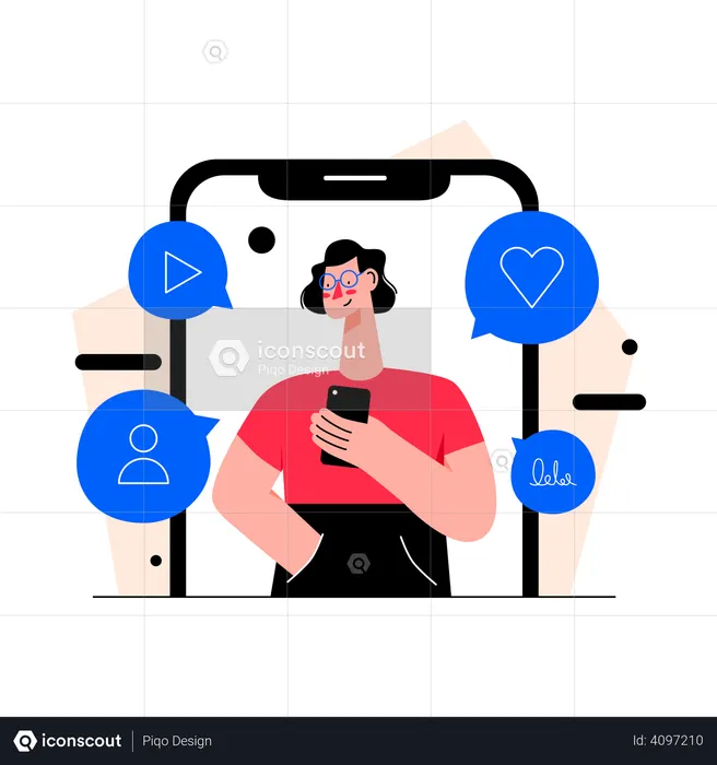 Girl using social media  Illustration