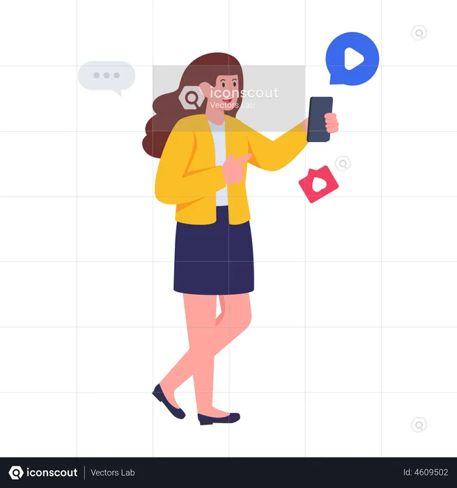 Girl using Social media app  Illustration
