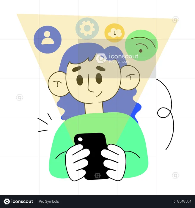 Girl using social media  Illustration