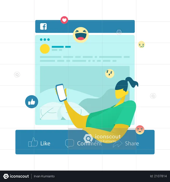 Girl using Social media  Illustration