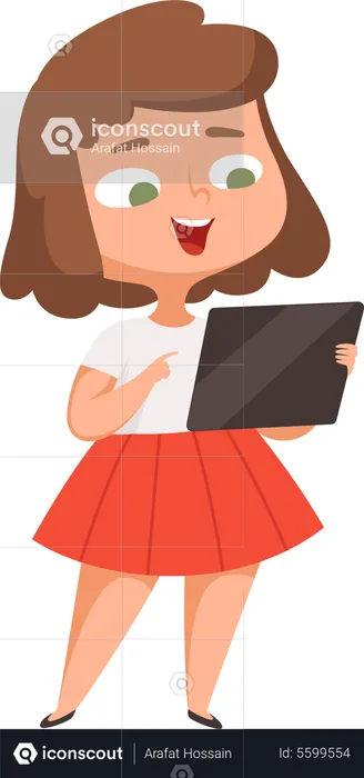 Girl using tablet  Illustration