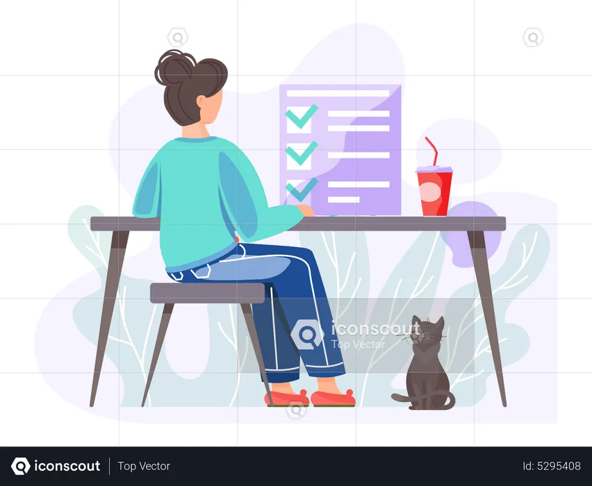 Girl using to do list for task management  Illustration